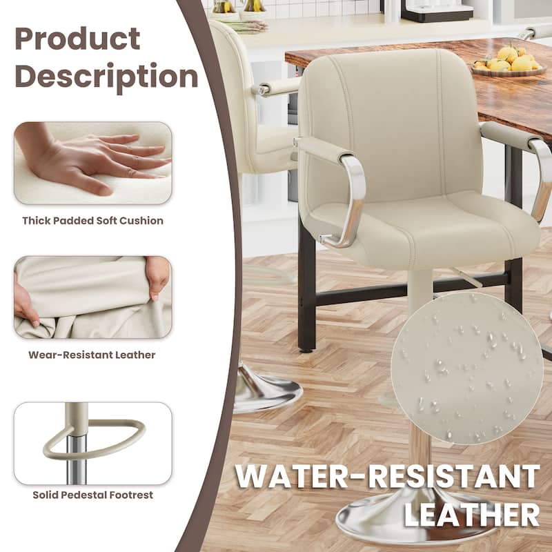 Swivel Bar Stools with Back Support - Adjustable Height Counter Stools for Kitchen Island & Home Bar