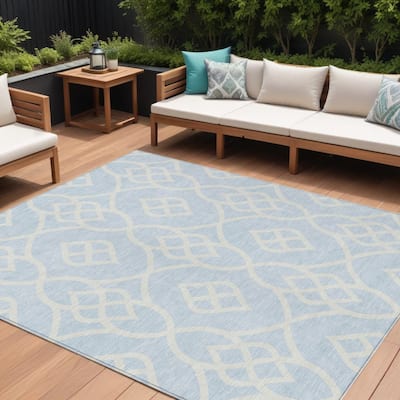 HomeRoots Trellis Transitional Rectangle Outdoor Rug