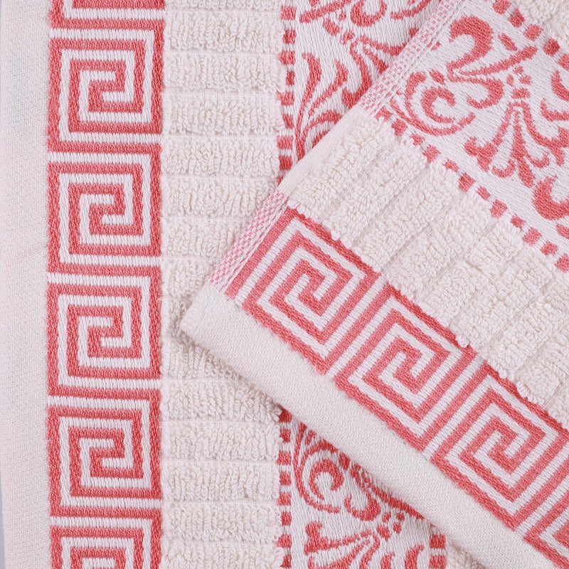 Superior Athens Cotton Floral Border Greek Key 3-Piece Towel Set