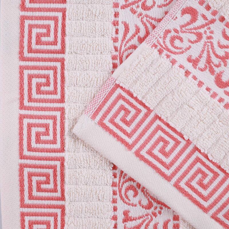 Superior Athens Cotton Floral Border Greek Key 6-Piece Towel Set