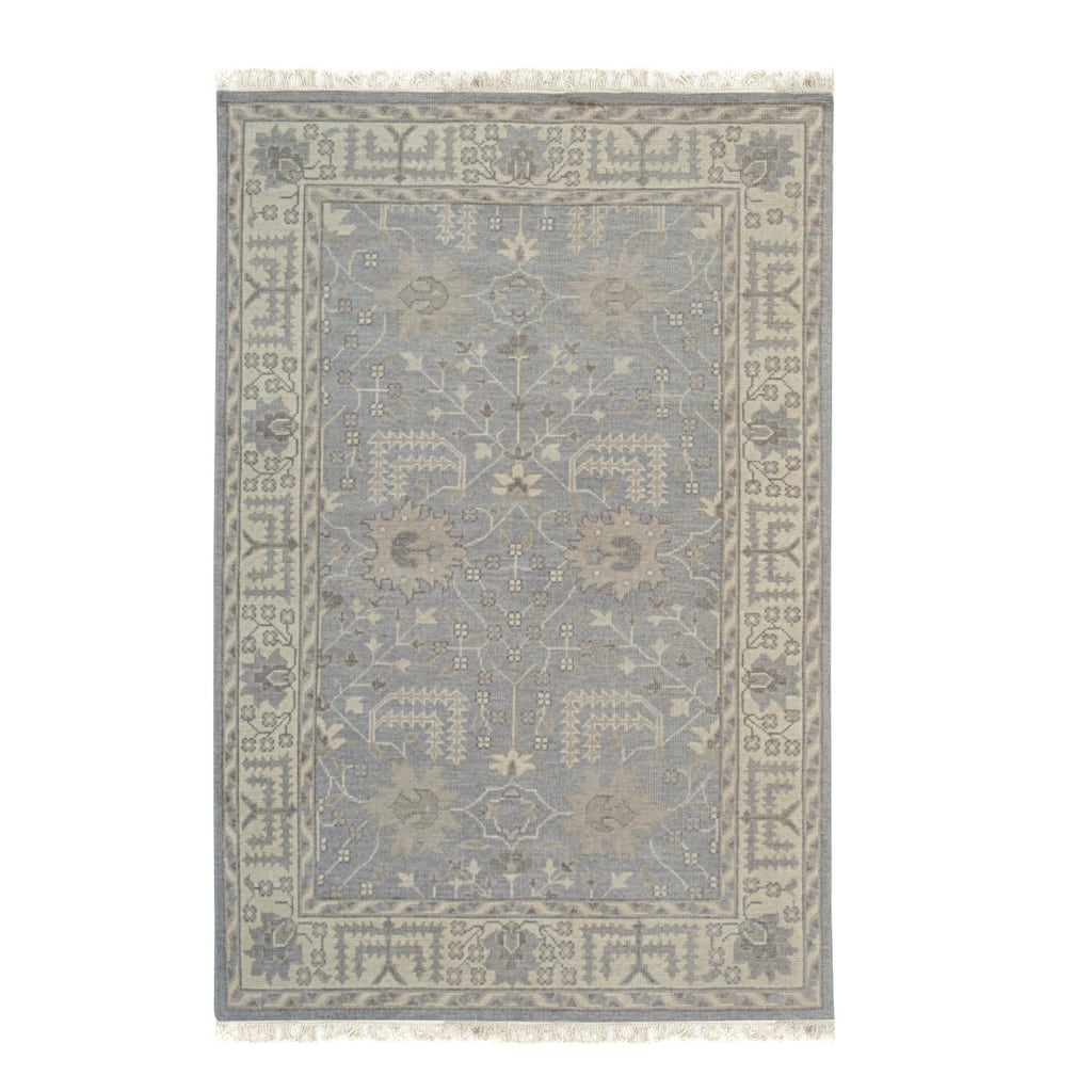 Gray Hand Knotted Wool Traditional Rug 6' x 9' - Soft Lustrous Wool Elegant Monumental Scale Design - N/A