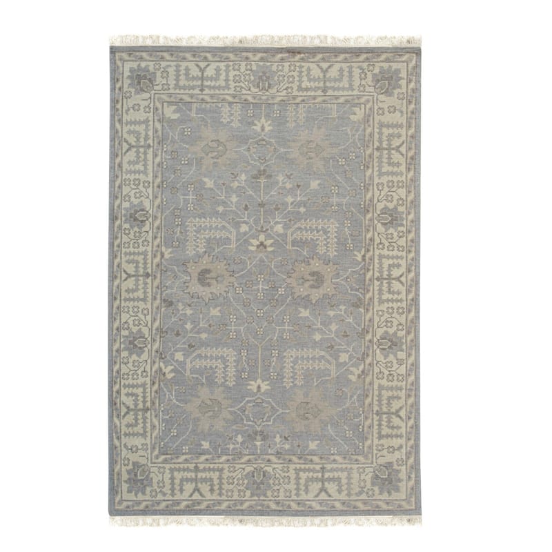 Gray Hand Knotted Wool Traditional Rug 8' x 10' - Soft Lustrous Wool Elegant Monumental Scale Design - N/A
