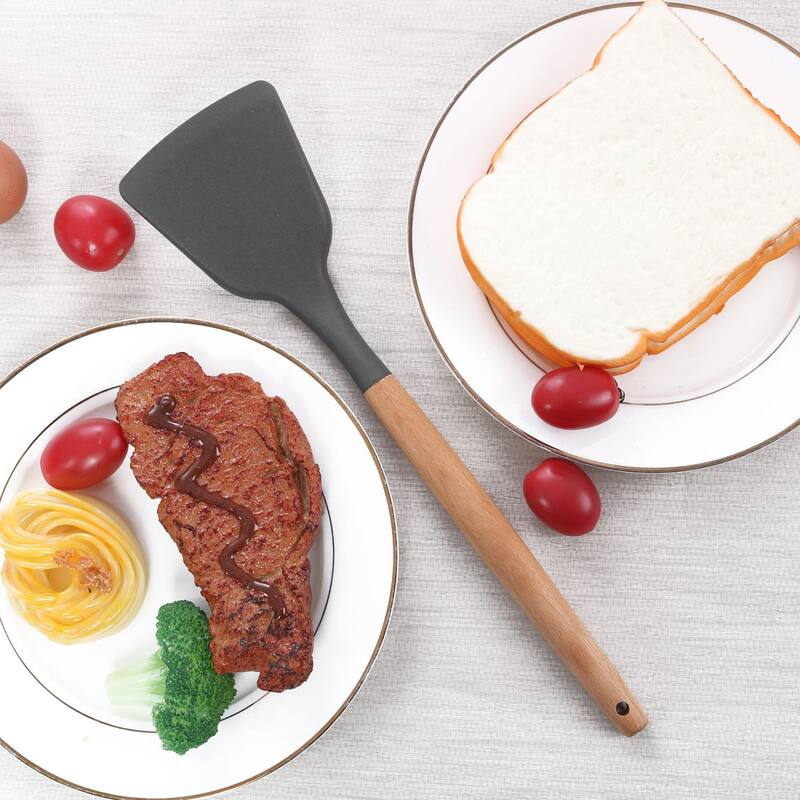 Silicone Heat Resistant Non-scratch Turner Non Stick Spatula Scraping - 12.6" x 3.1"(L*W)