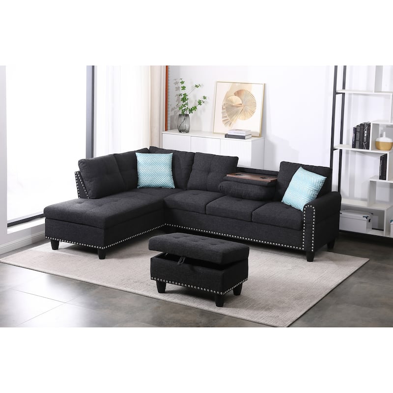 Left-Facing Sofa Chaise with Ottoman for Chic Living Rooms