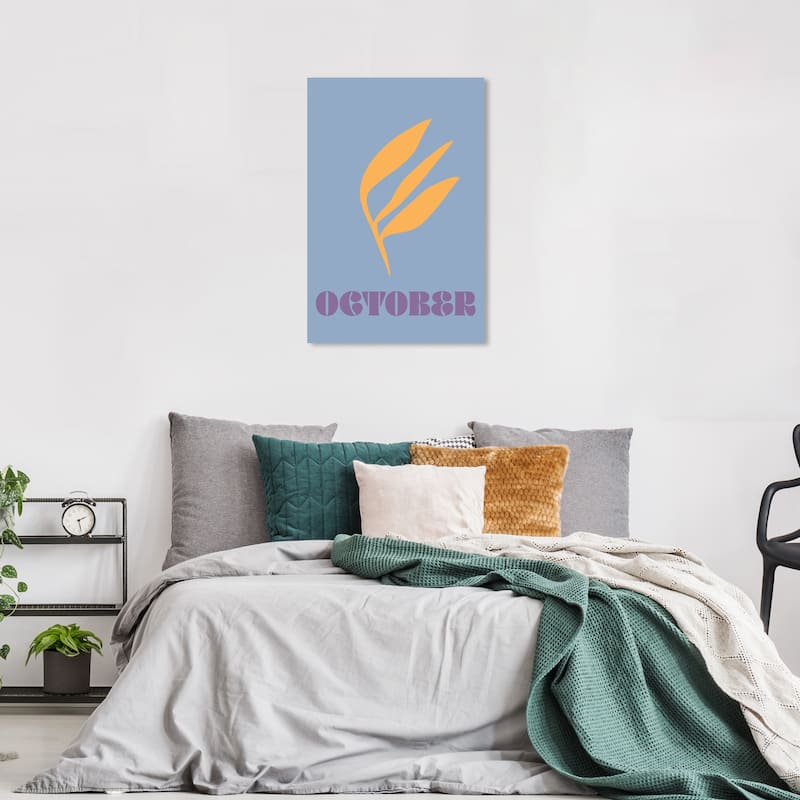 Wynwood Studio Canvas Typography and Quotes October Simple Nature Blue and Orange Modern & Contemporary Wall Art Canvas Print
