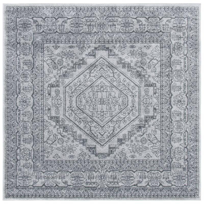 SAFAVIEH Adirondack Cheyenne Rustic Oriental Medallion Rug - 6' Square - Light Grey/Dark Grey