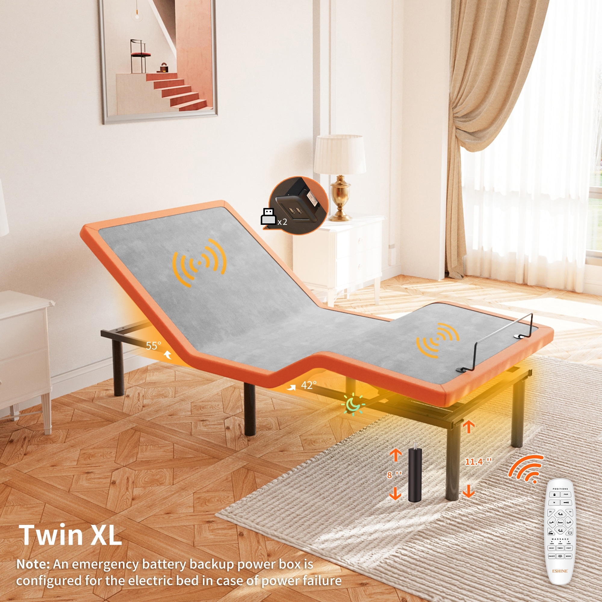 ESHINE Adjustable Bed Frame with Massage On Sale Bed Bath