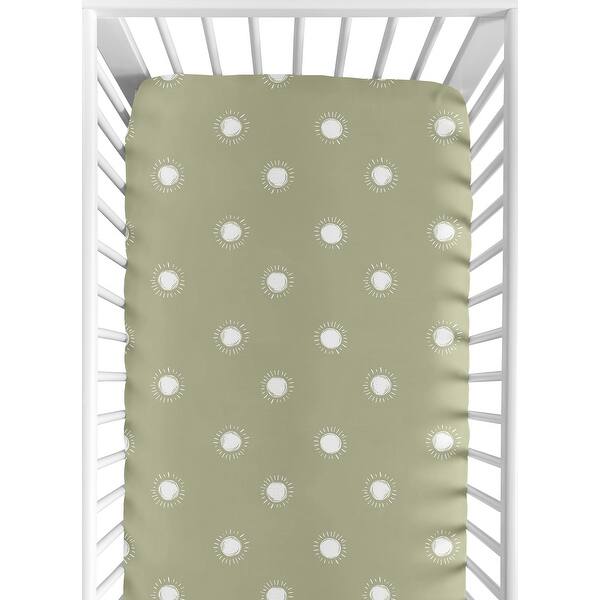 slide 2 of 6, Sage Green Boho Sun Boy or Girl Fitted Crib Sheet - White Bohemian Celestial Sky Gender Neutral Desert Sunshine Outdoors Nature