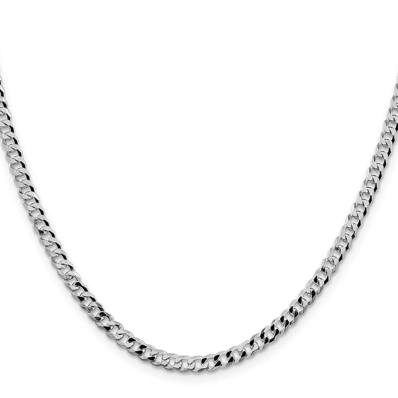 Curata 925 Sterling Silver Rhodium 4mm Beveled Curb Chain Necklace for Men