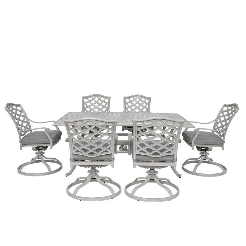 Torino 7-piece Aluminum Dining Set with 6 Swivel Rockers - N/A