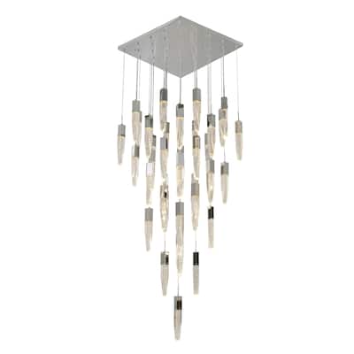 Chrome Chandelier With Clear Crystals