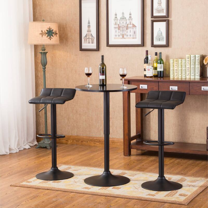 Modern 3-Piece Dining Set with Adjustable Height Bar Table & 2 Swivel Stools