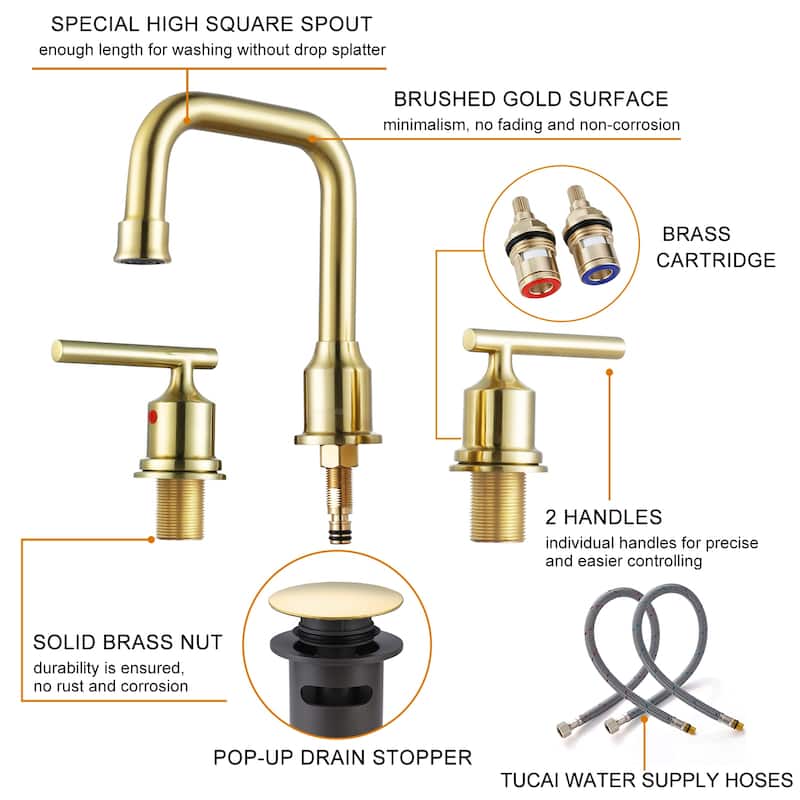 WOWOW Double Handle 8 in. Widespread Bathroom Sink Faucet