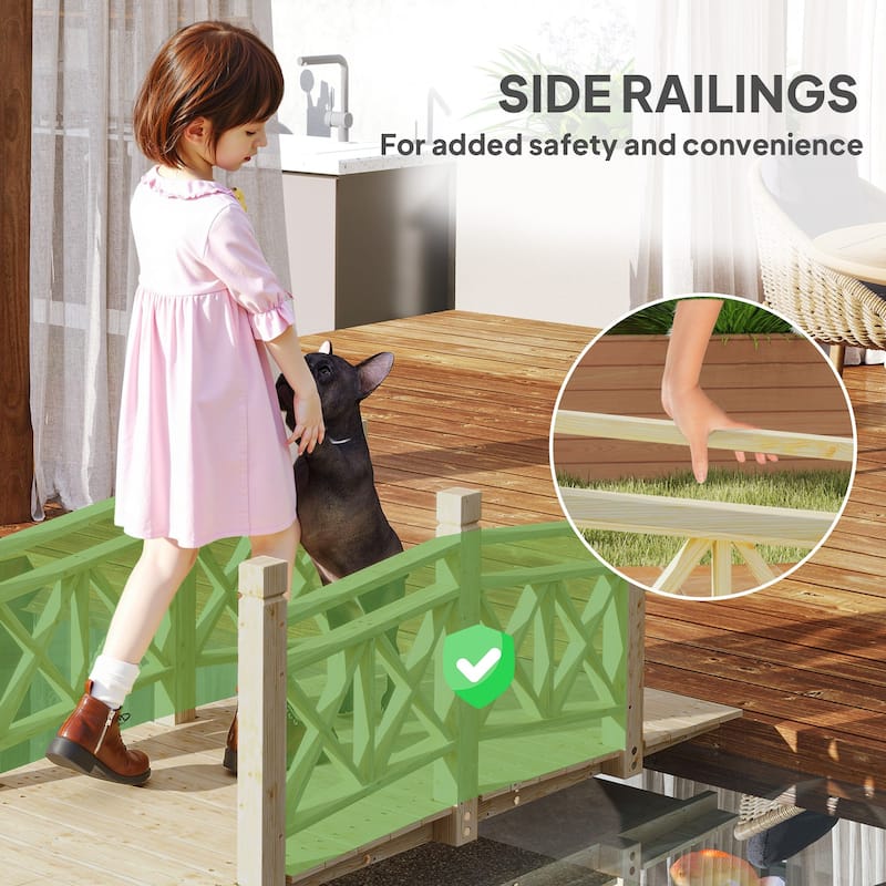 Garden Bridge Fir and Pine Outdoor Decorative Footbridge for Ponds Pathways and Landscaping
