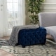 preview thumbnail 5 of 54, Jaymee Modern Glam Button Tufted Velvet Ottoman by Christopher Knight Home Navy Blue + Dark Brown