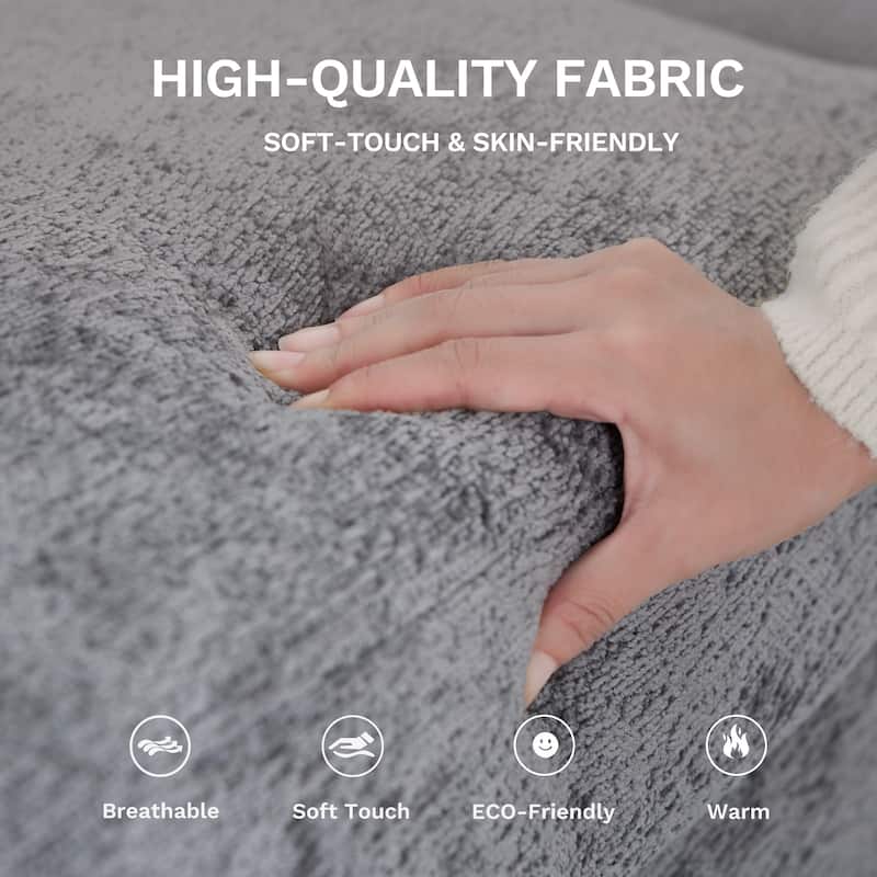 118" U-Shaped Modular Sectional with Storage Ottomans & Drop-Leaf Table - 4-Seat Plush Fabric Sofa for Large Living Rooms