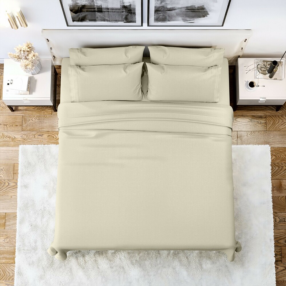 Cal King Size 4 PCs Sheet Set High Deep Pocket Egyptian Cotton Solid Colors 