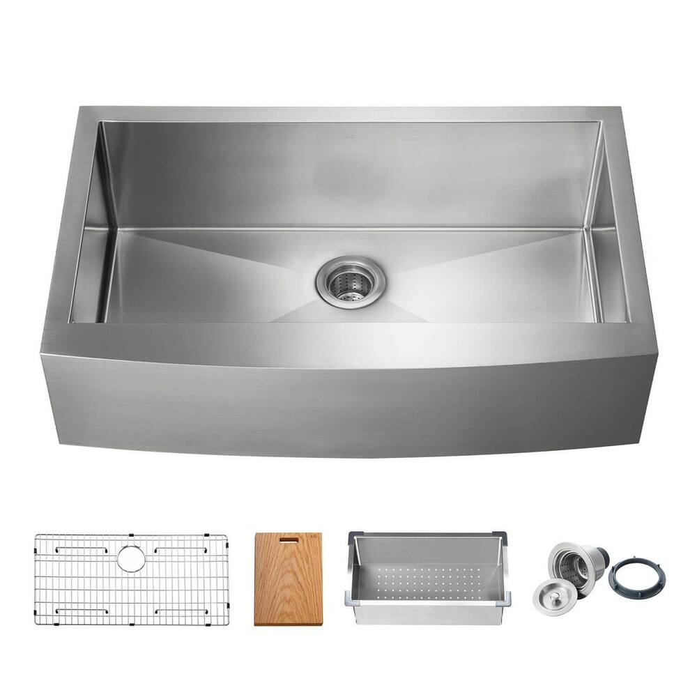 Handcrafted Farmhouse Apron Single Bowl Stainless Steel Kitchen Sink