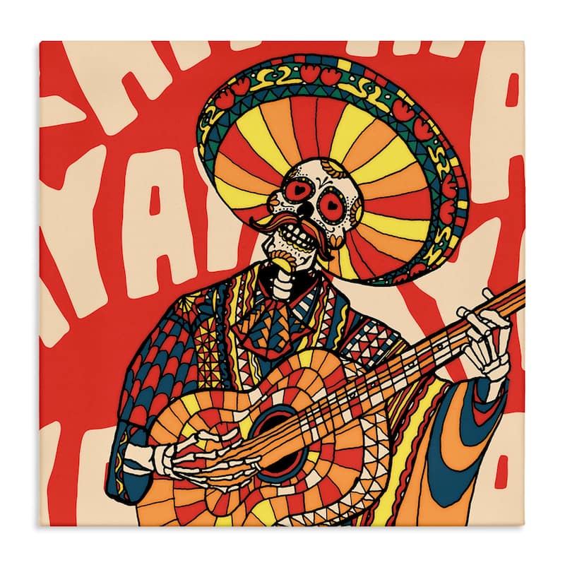 Stupell Day Of Dead Guitarist Skeleton Canvas Wall Art Design By Ali Gulec - 36 x 36