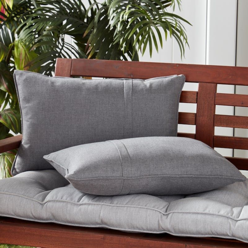 Greendale Home Fashions Sunbrella 21" x 14" Rectangle Outdoor Throw Pillow (Set of 2) - Cast Slate