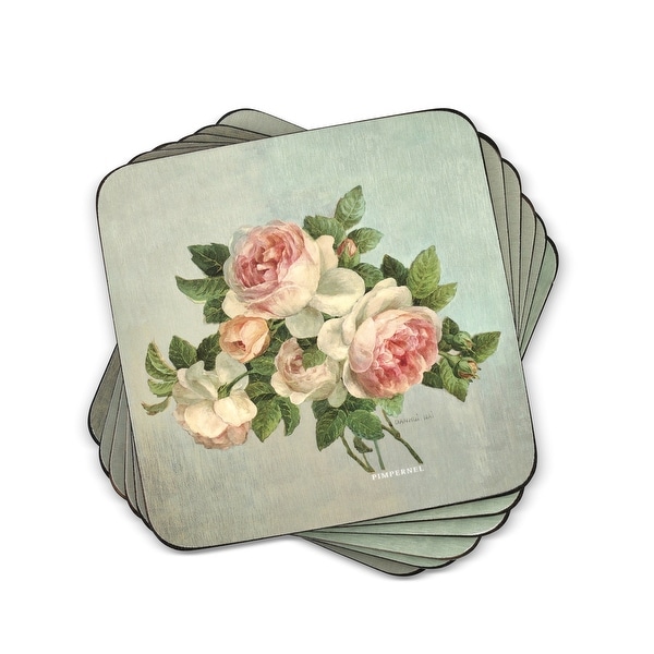 Pimpernel Antique Roses Coasters Set of 6 4 Inches Sq. On Sale