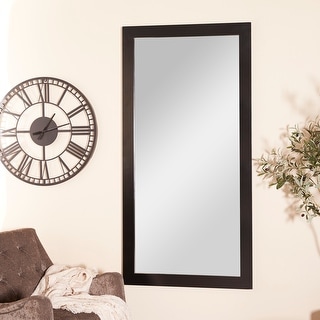 Black Wood Contemporary Rectangle Wall Mirror 33 x 65 - 33 x 65 - On ...