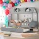 preview thumbnail 1 of 16, Full Size House Bed Wood Bed With Twin Size Trundle Grey
