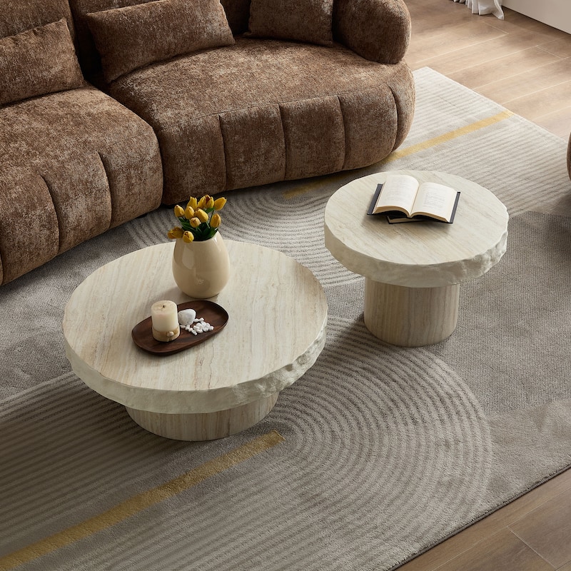 Faux MARS Textural Patterns Coffee Tables for Living Room, No Need Assembly