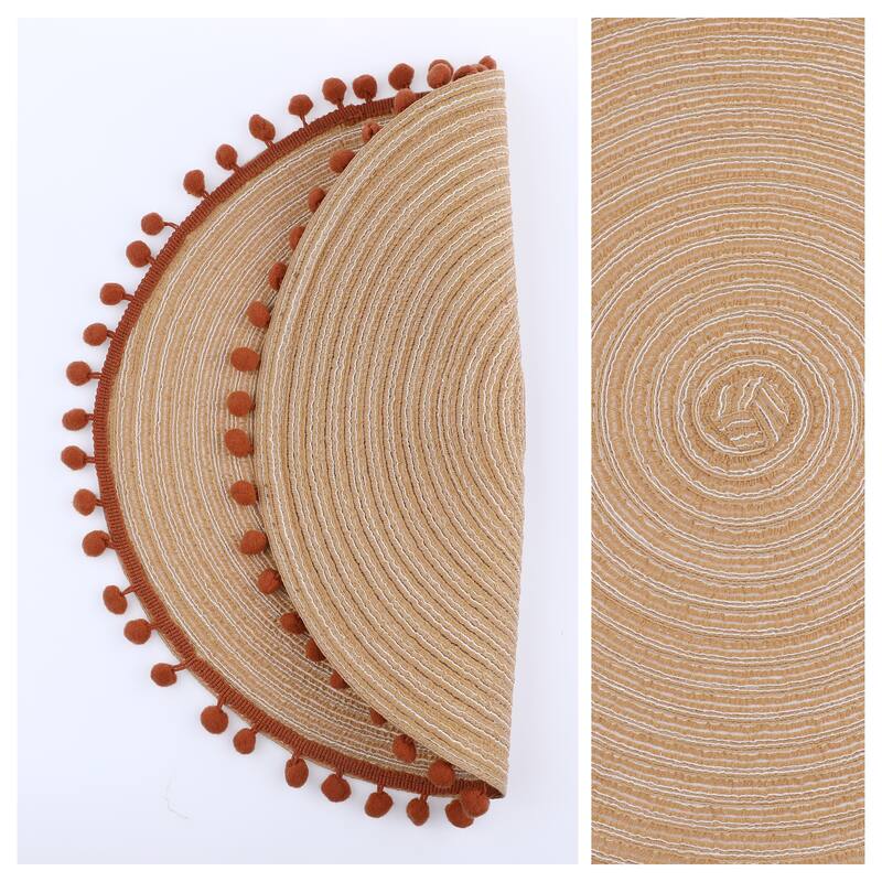 Placemats Set of 6 Polyester Placemats for Kitchen Dining Table Decor Heat Resistant Table Placemats Wipeable Table Mat - Tawny
