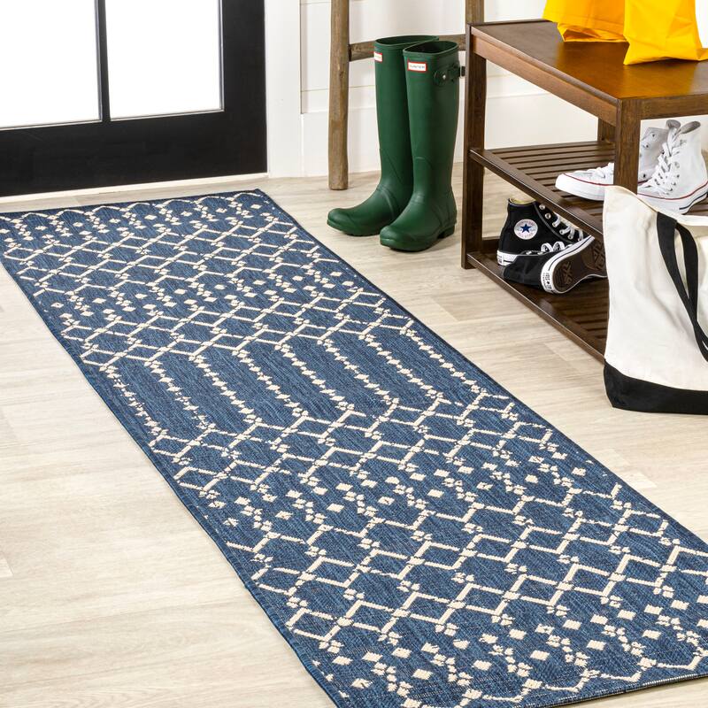 JONATHAN Y Trebol Moroccan Geometric Textured Weave Indoor/Outdoor Area Rug