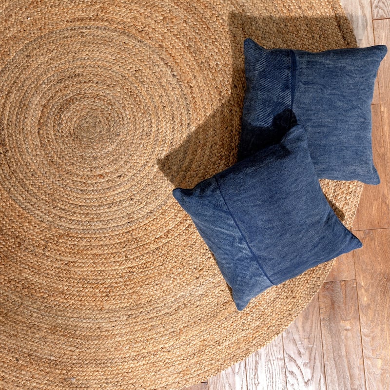 Well Woven Brielle Larissa Solid Jute Hand-Woven Area Rug - 4' Round - Natural - Round
