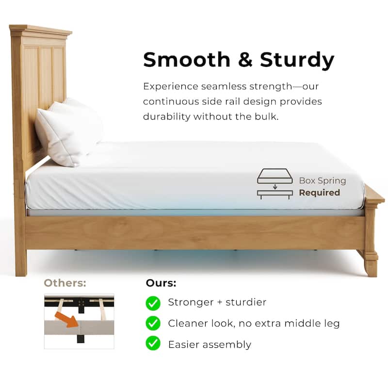 Furniture of America Wellington Farmhouse Natural Oak Solid Wood Panel Bed