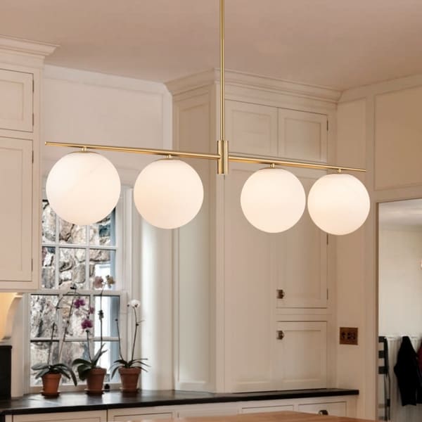 Modern Linear Globe Chandelier Kitchen Island Pendant Light - On