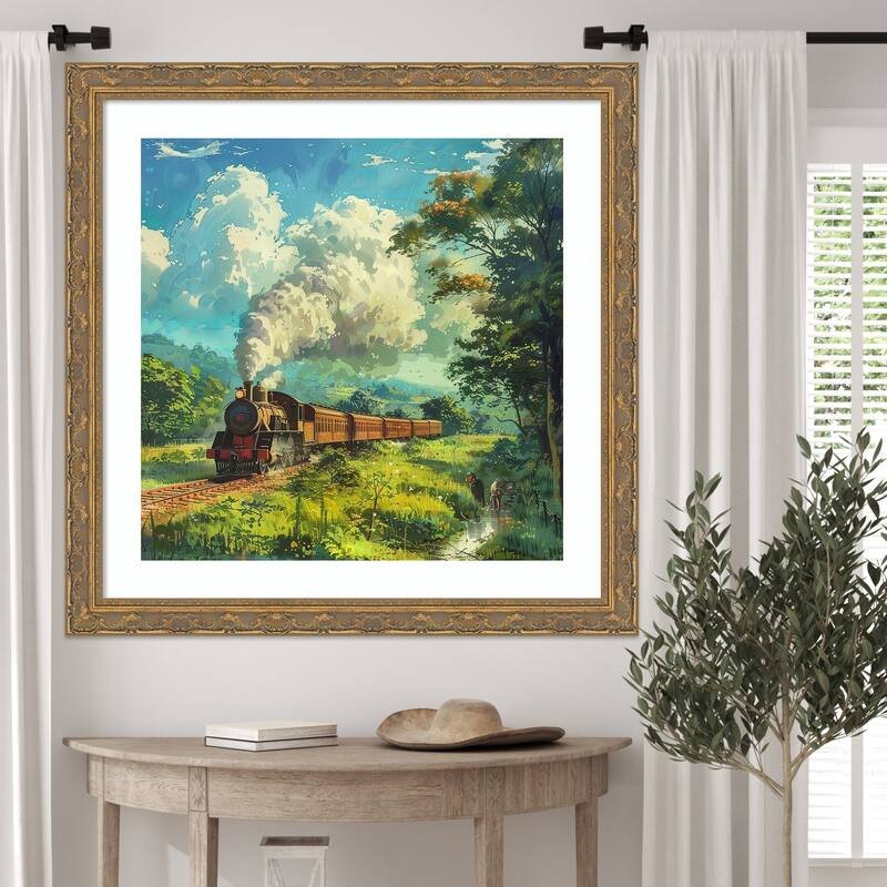 Train Steam Engine by Tradelink inhouse artist Wood Framed Wall Art Print