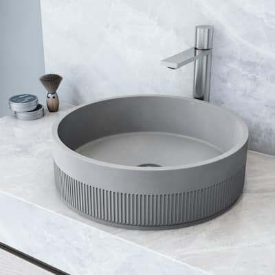 VIGO Cypress 16"L x 16"W x 5"H Concreto Stone Round Bathroom Vessel Sink