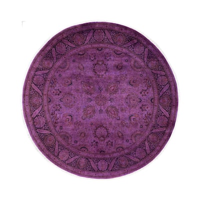Overdyed One-of-a-Kind Hand-Knotted Area Rug - Purple - 7' 1" x 7' 1"