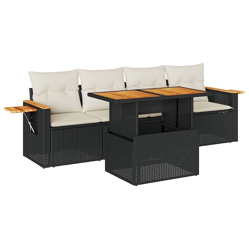 vidaXL Garden Sofa Set Black, Cream White - 21.7 x 39.4 x 28.7 in