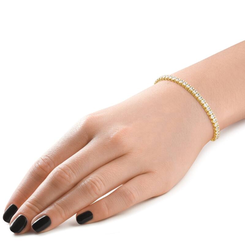 Bliss Diamond 6Ct Oval Cut Diamond Tennis Bracelet Yellow Gold Lab Grown 7"