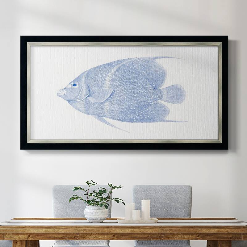Blue & White Tropical Fish V Premium Framed Canvas- Ready to Hang