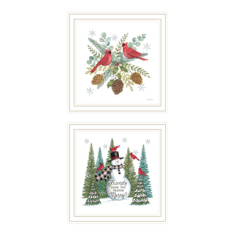 2-Piece Framed Wall Art Set - Friends Make the Season Merry, White Frame