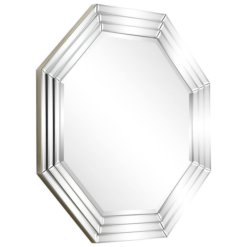 Multi-Faceted Framed Octagon Wall Mirror, Ready to Hang, 32" x 32" - Clear - 32 x 32