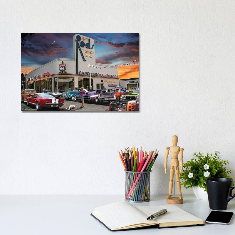 iCanvas "Muscle Car Motors" by Larry Grossman Canvas Print - 8x12x0.75