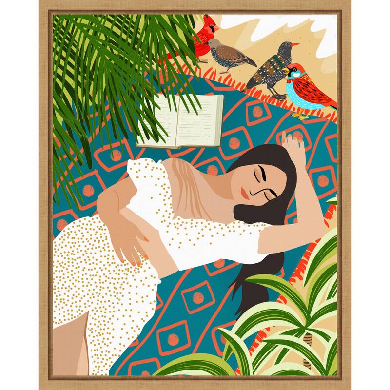 Beach. Read. Sleep. Repeat. by Uma Gokhale (16 x 20 in.), Framed Canvas Wall Art Print