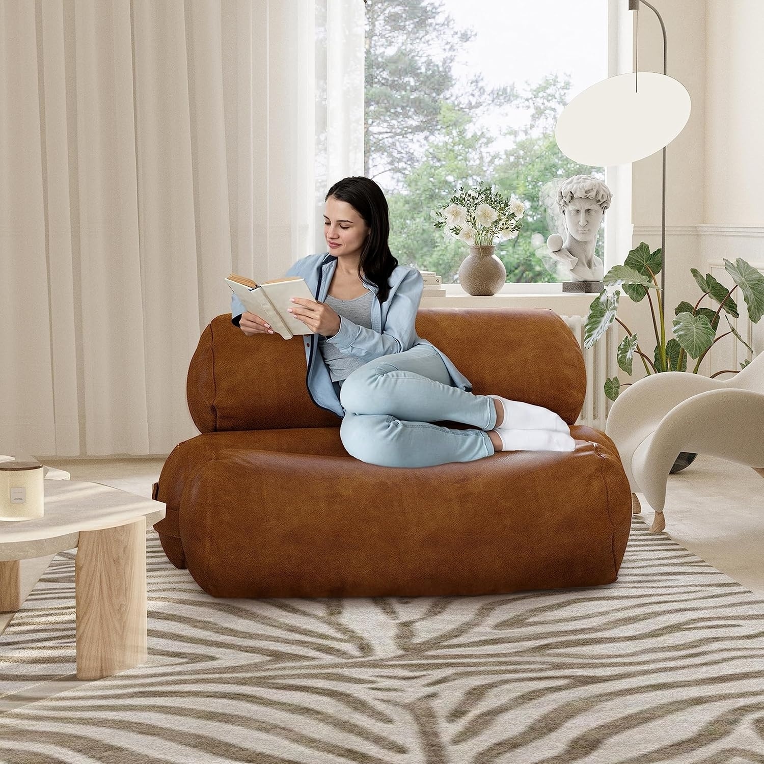 WOWMAX Columnar Lazy Floor Sofa Couch Multifunctional Floor Bed