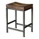 preview thumbnail 1 of 3, Uttermost Beck 18"W Rustic Backless Saddle Seat Counter Stool Dark Walnut