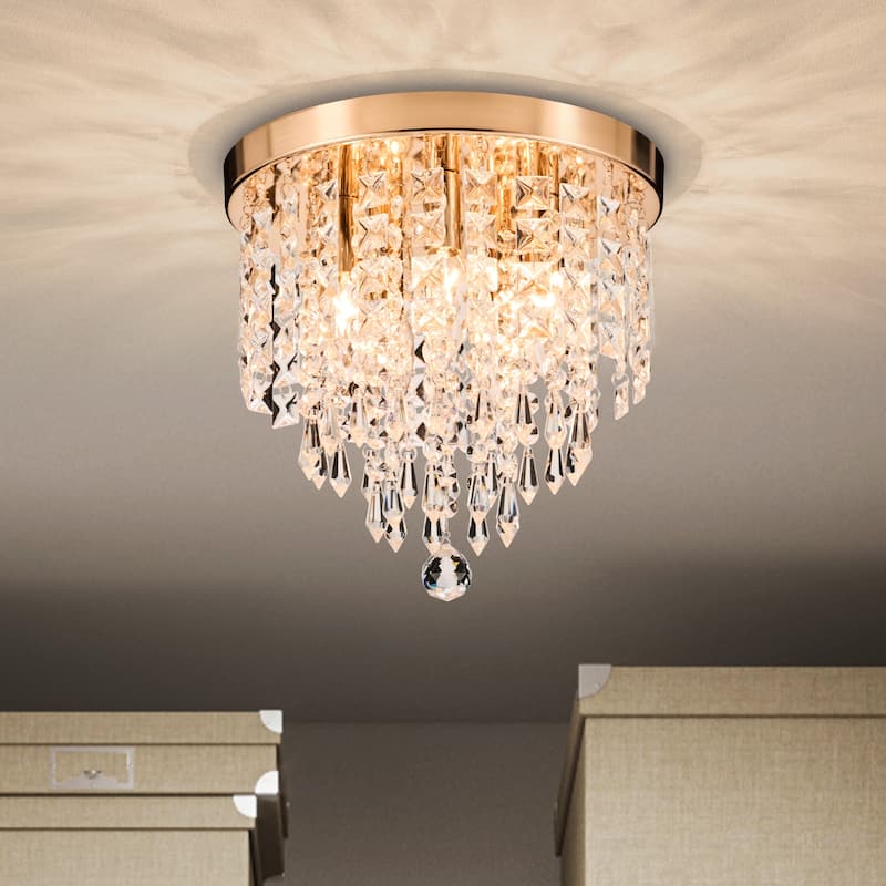 CO-Z 11" 5-light Flush Mount Crystal Chandelier Ceiling Light