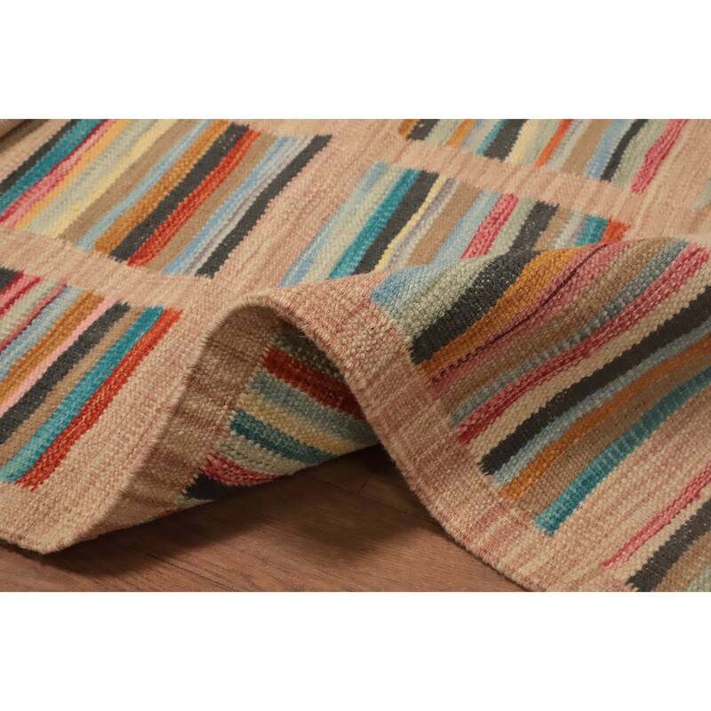 Hand Woven Oriental 100% Wool Carpet Southwestern Modern Multi-Colored Kilim Runner Rug - 6' 0'' X 2' 0''