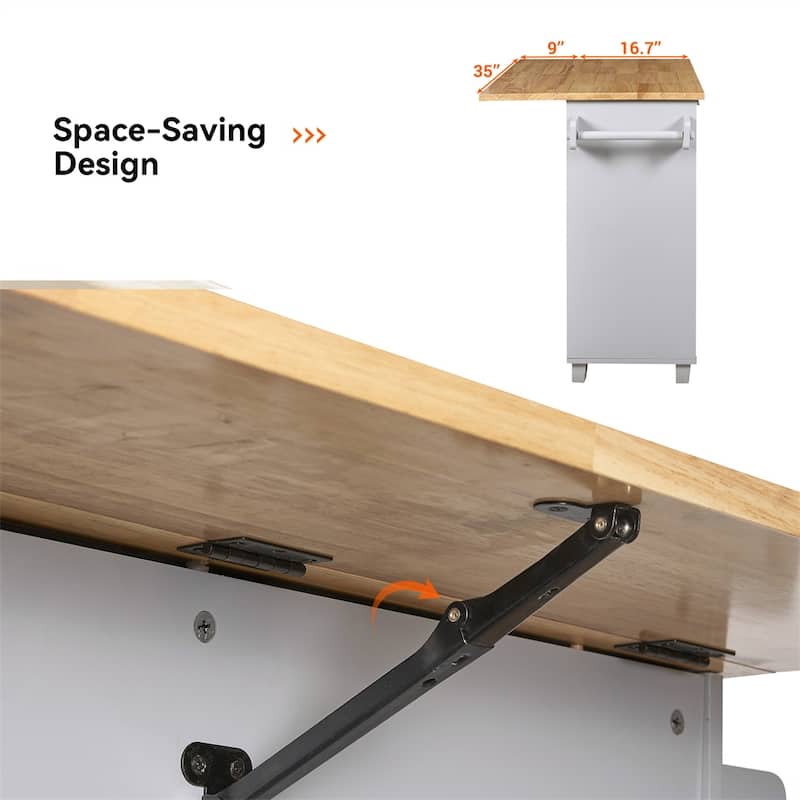 Rolling Kitchen Cart with Adjustable Shelf Tower Rack and Rubber Top