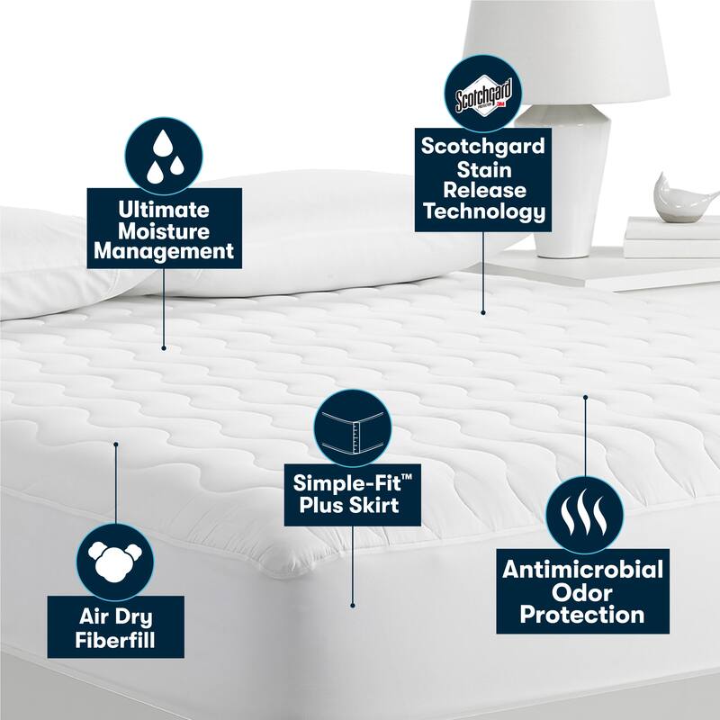 Serta Air Dry Basic Comfort Mattress Pad - White
