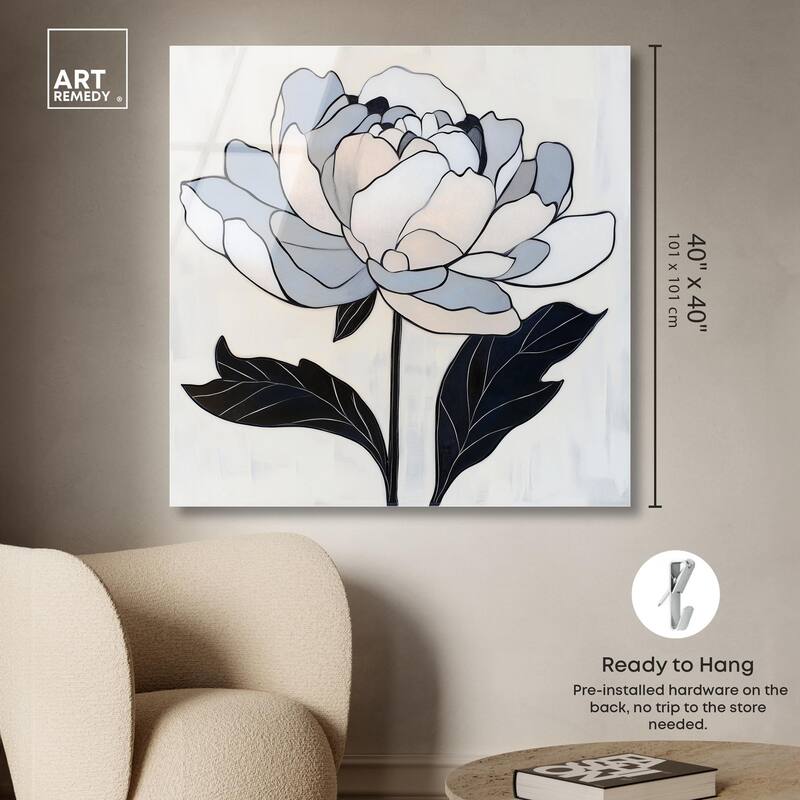 Gray Scale Flower I Acrylic by Art Remedy, Ready to Hang